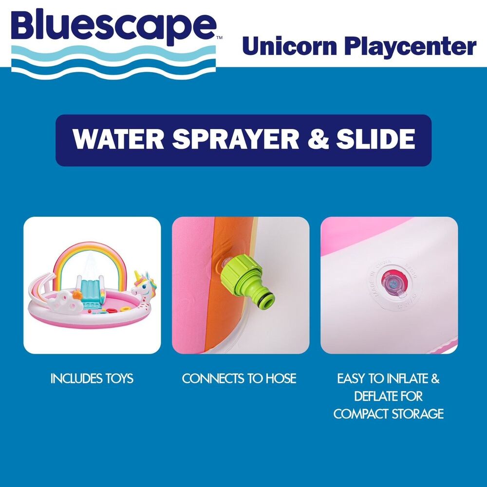Bluescape Rainbow Unicorn Play Center Inflatable Kids Pool Play Center Toys NEW - Picture 6 of 6